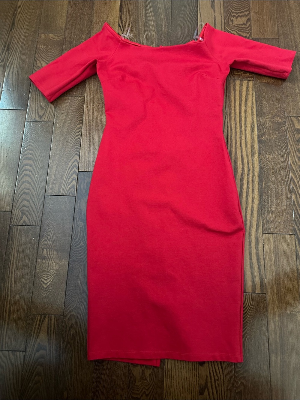 Just Me Red Off-Shoulder Midi Dress